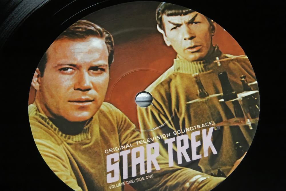 Closeup isolated vinyl record cover tv star trek