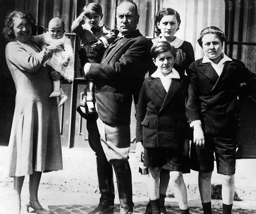Benito Mussolini - with his wife Rachele and his children