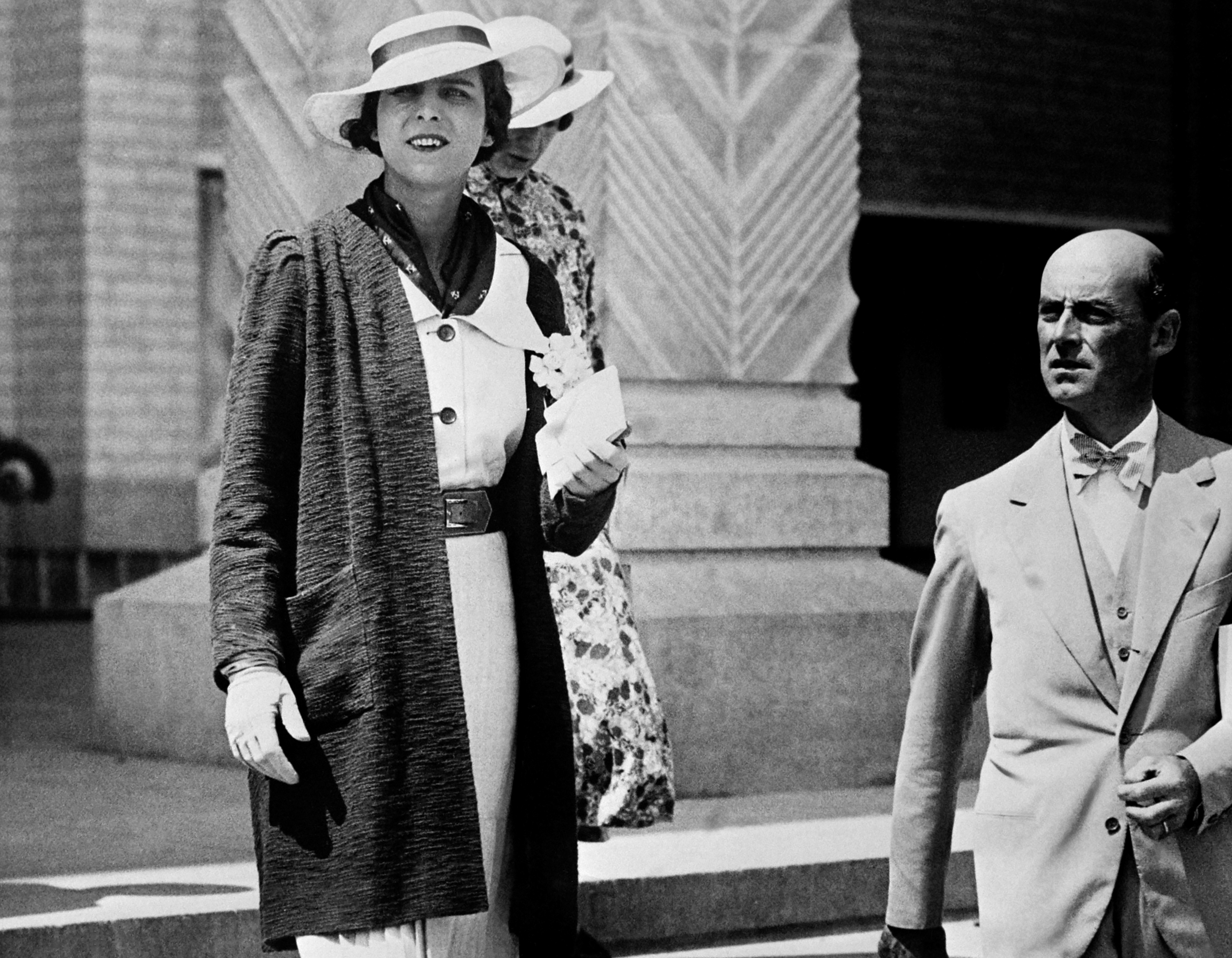 Princess Marie-José of Piedmont on stairs