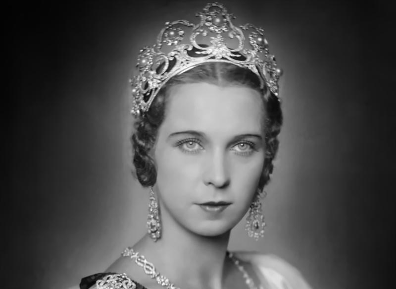 Marie-Jose of Belgium, Queen of Italy wearing a crown