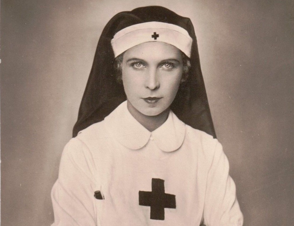 Marie-José of Belgium in red cross uniform