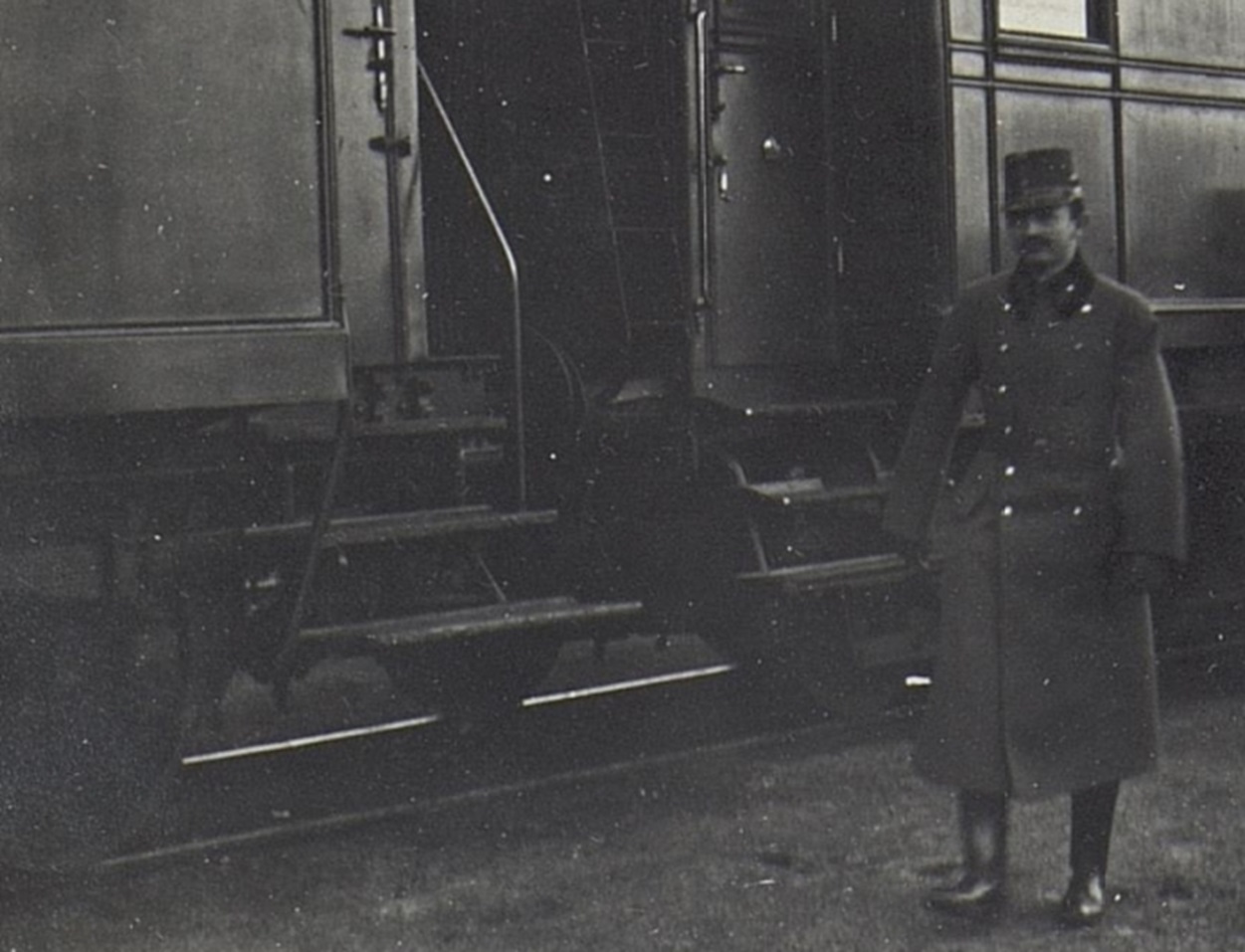 Emperor Charles I of Austria next to a train - circa 1914