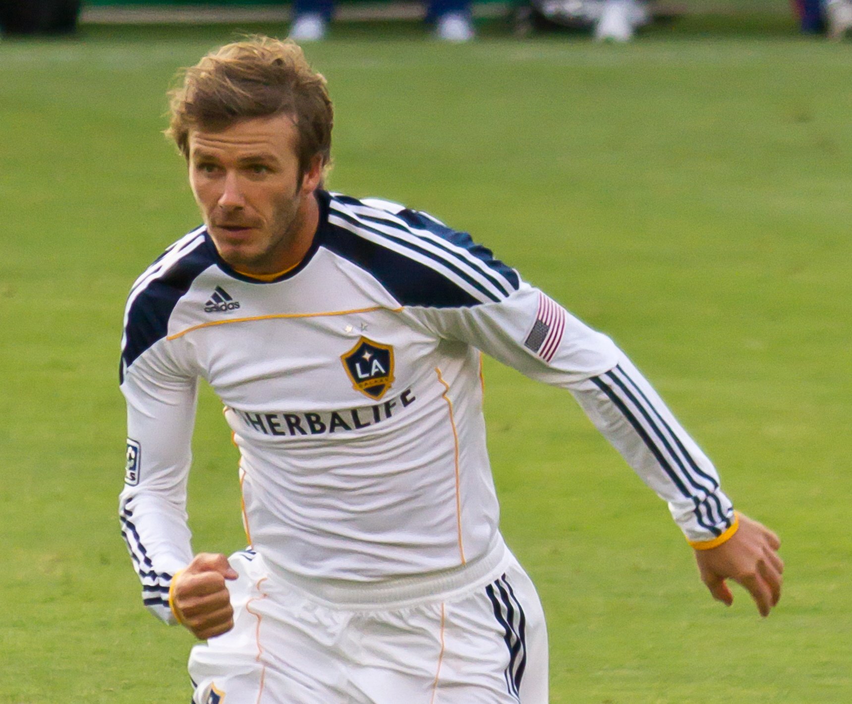 David Beckham plays a competitive match for Los Angeles Galaxy