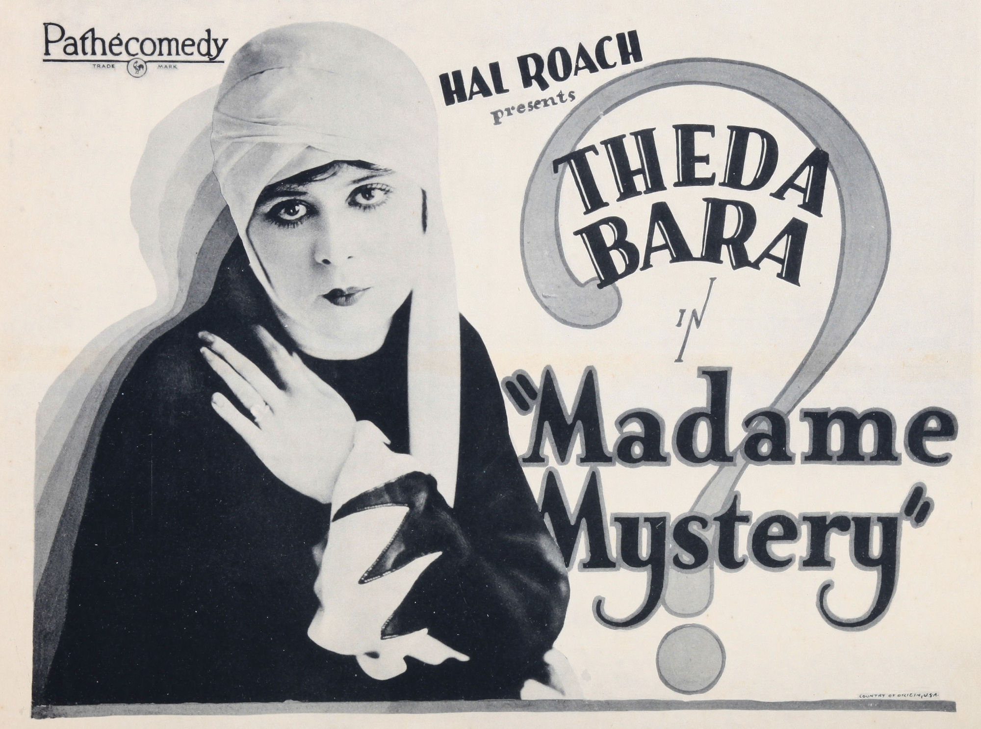 Theda Bara in black and headscarf
