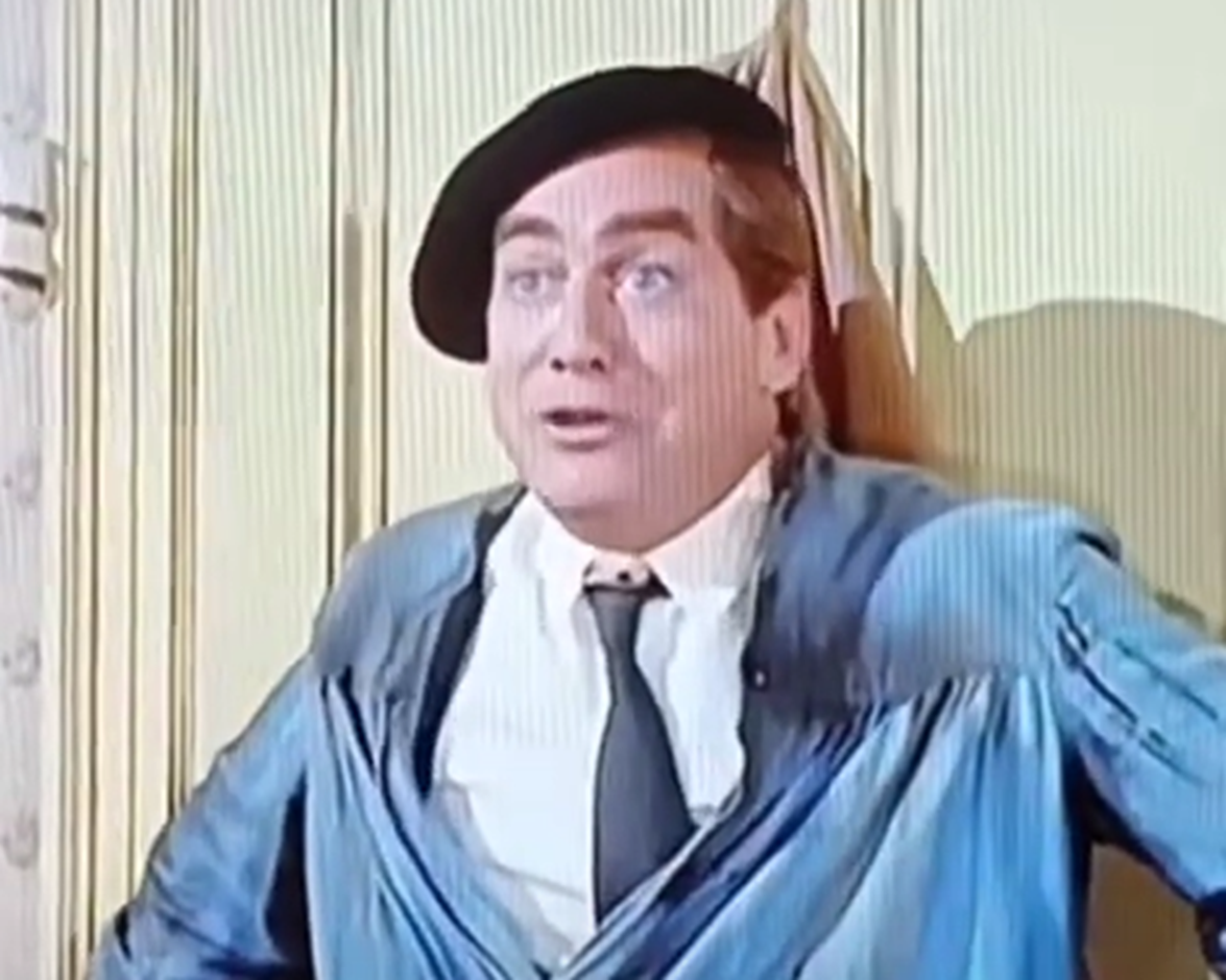 Screenshot of Tony Hancock looking at camera  - from The Rebel (1961)