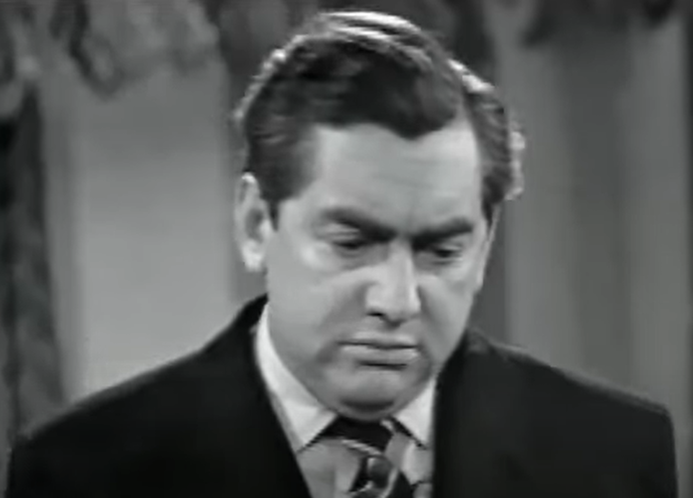 Screenshot of Tony Hancock looking sad  - from Hancock's Half Hour (1956–1960)