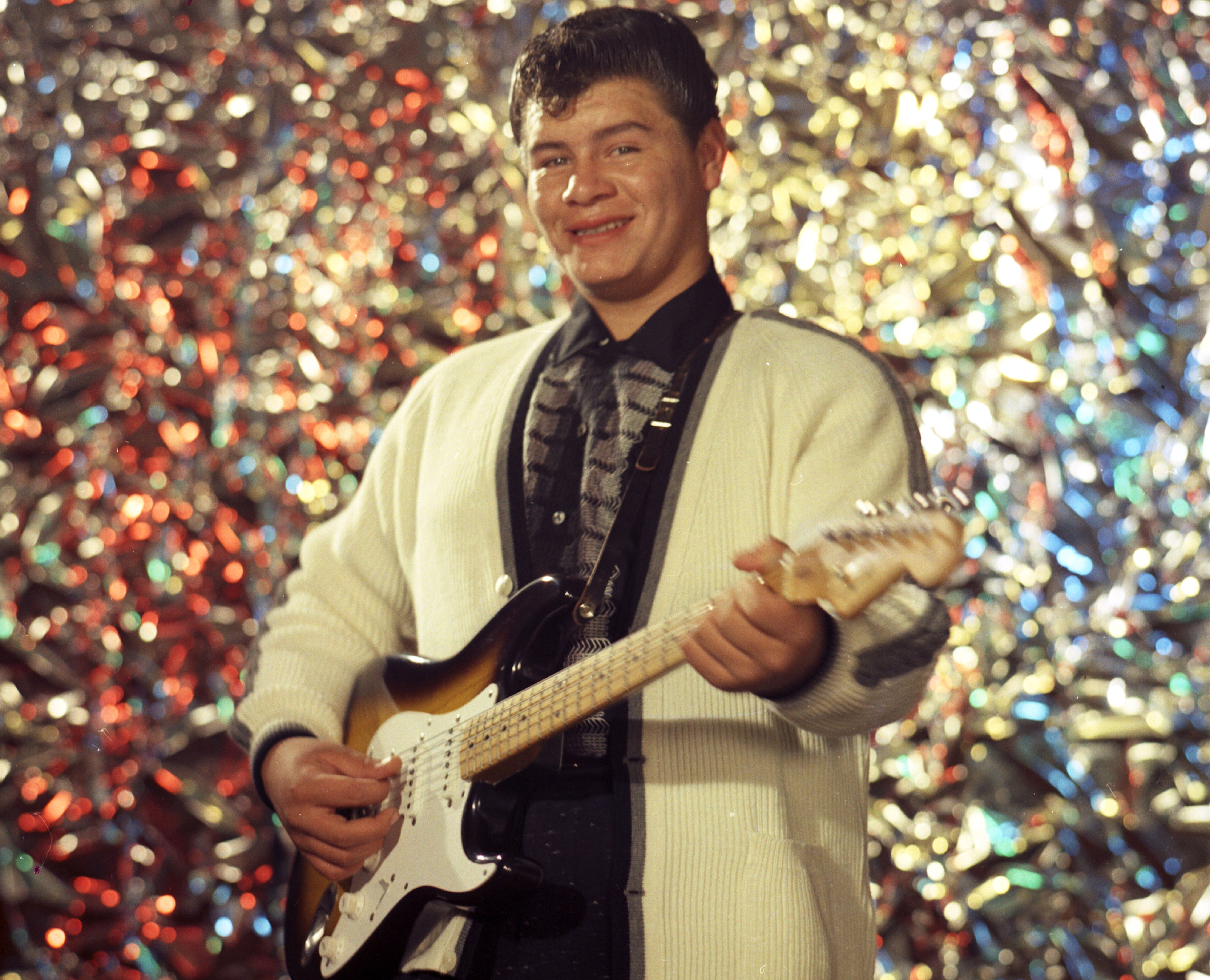 Ritchie Valens (Richard Steven Valenzuela) poses for his famous album cover session in July 1958 in Los Angeles, California