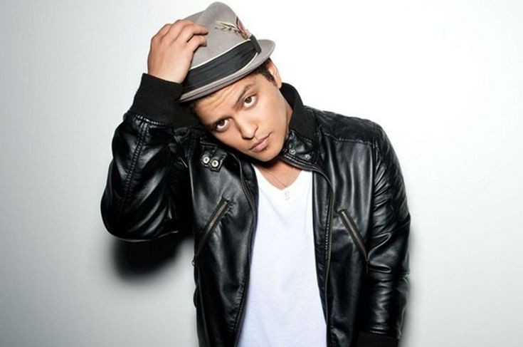 Portrait Photo of Bruno Mars in a black jacket and gray hat