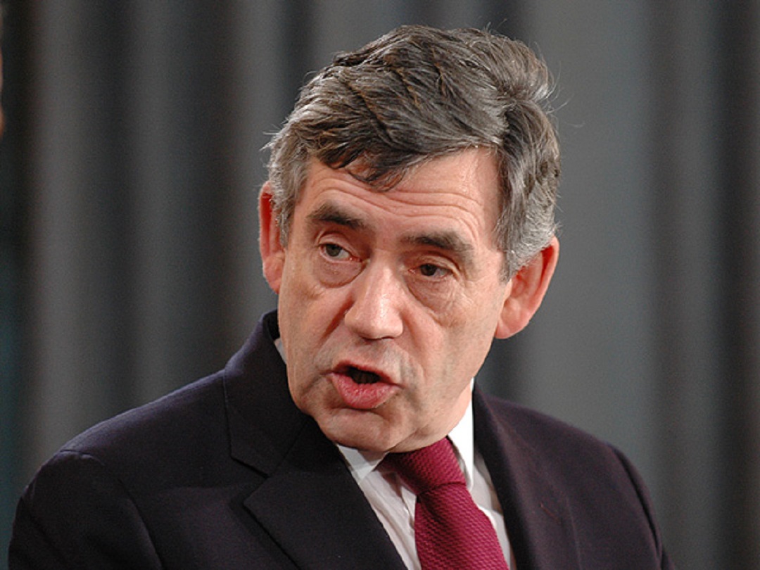 Gordon Brown at a press conference - 2008