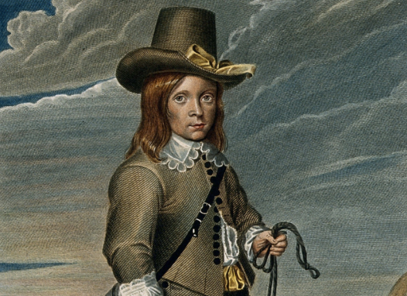 Jeffery Hudson, a dwarf in green clothes