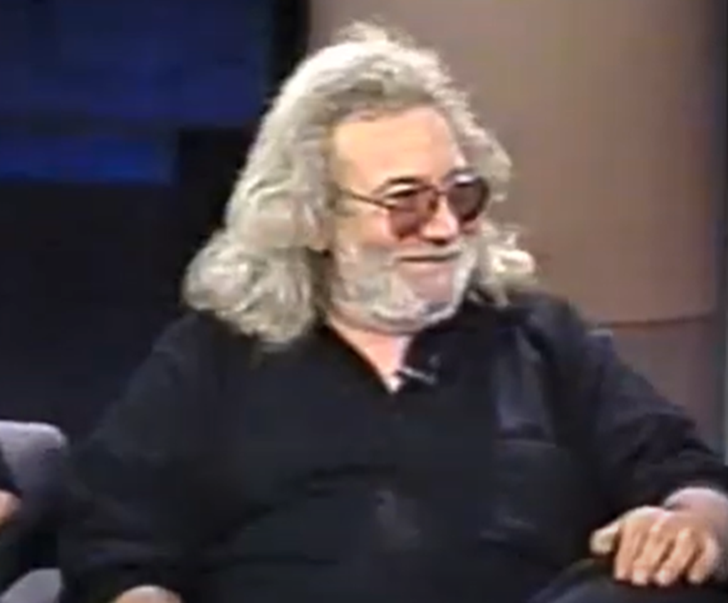 Screenshot of Jerry Garcia talking - from Late Night with David Letterman (1982-93)