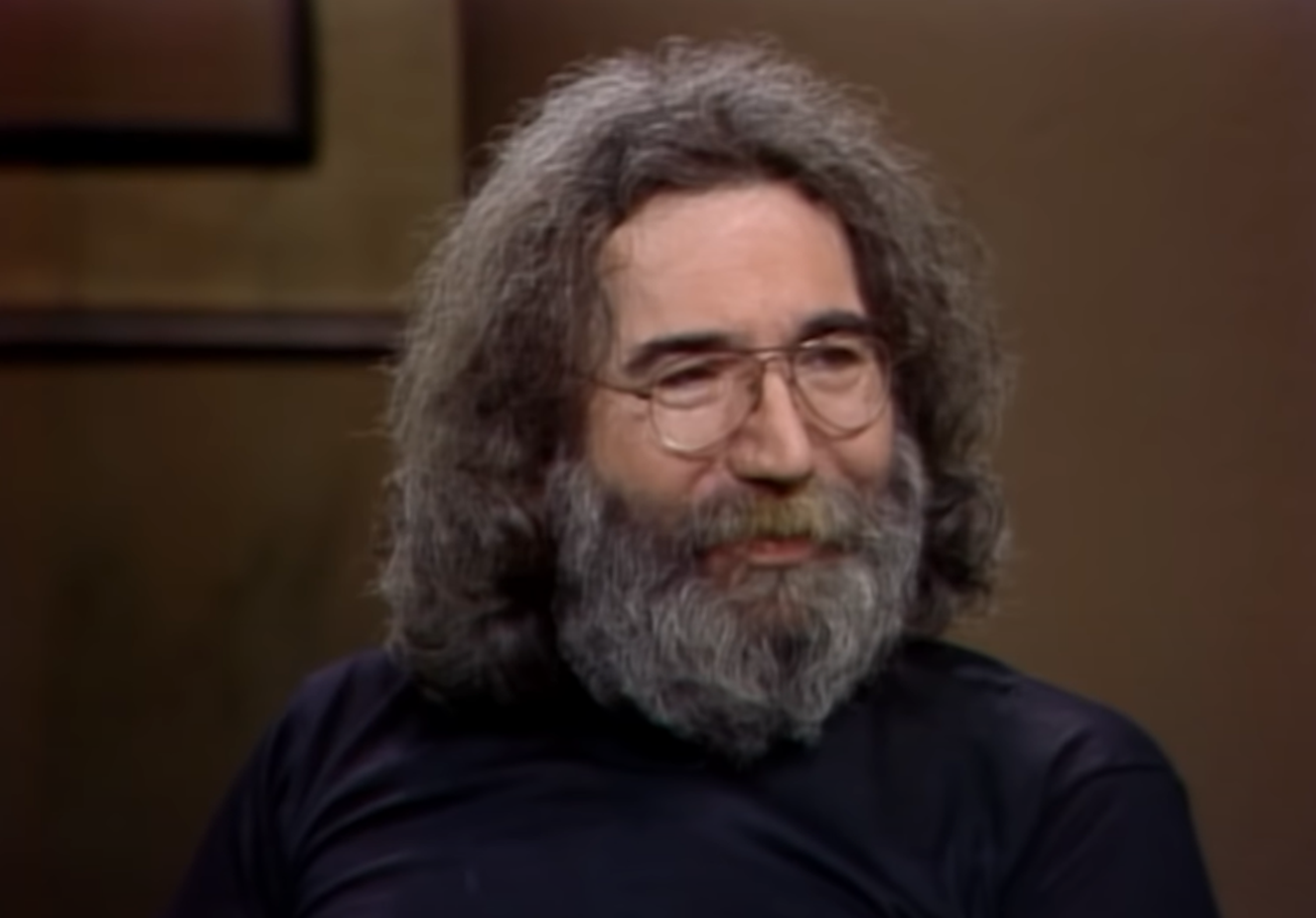 Screenshot of Jerry Garcia talking - from Late Night with David Letterman (1982-93)
