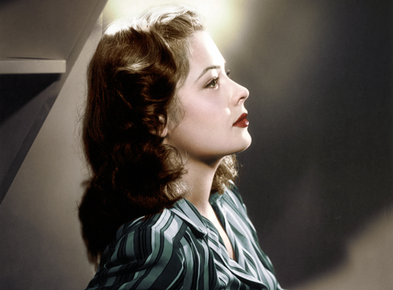 Jane Greer in striped shirt