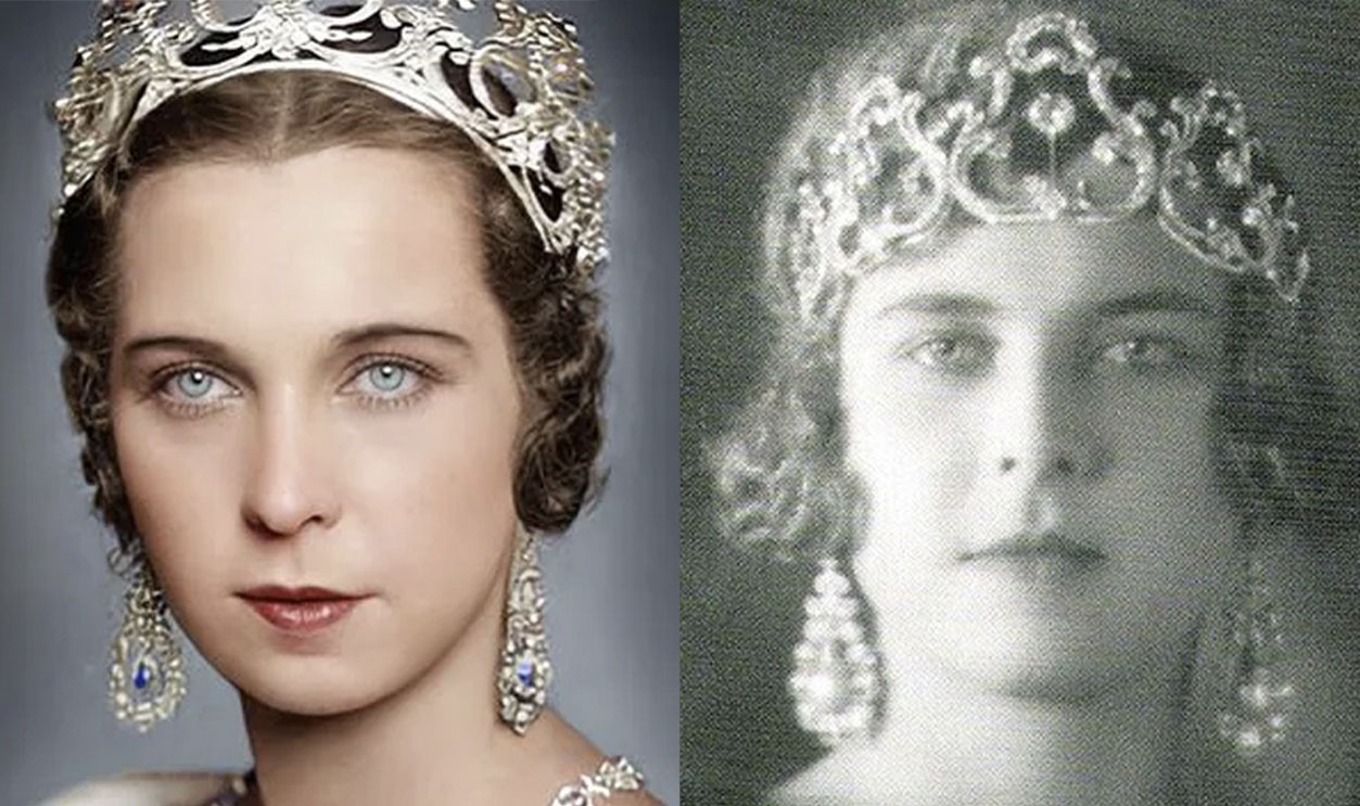 Marie-Jose of Belgium, Queen of Italy wearing a crown