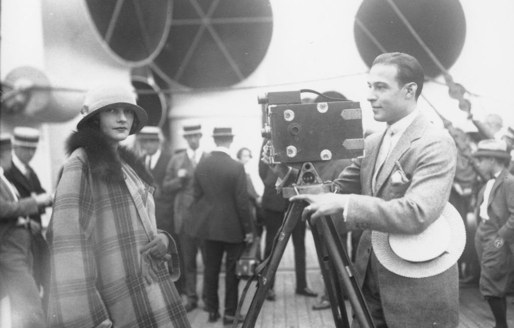 Rudolph Valentino Films His Wife
