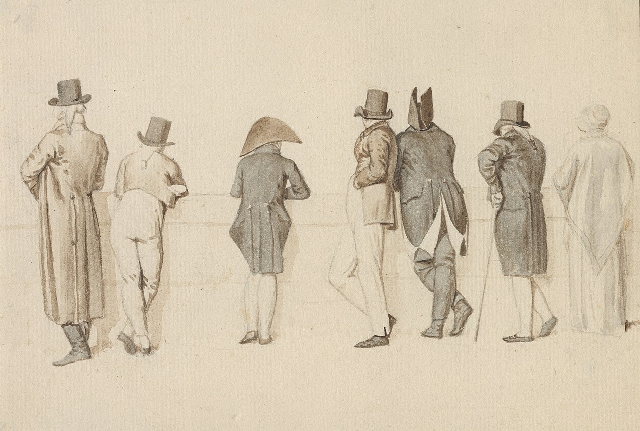 Back-facing figures at a Seine quay, Paris, 1812