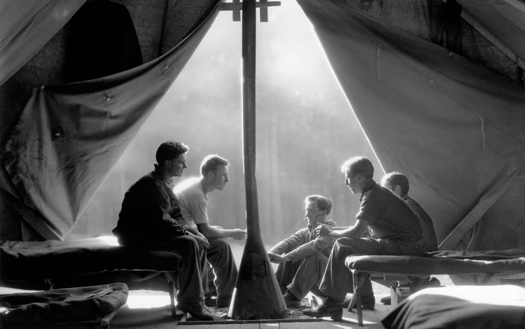 CCC Workers in Tent After a Day's Work