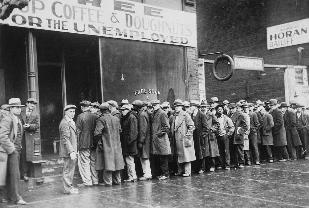 Queue outside of a Depression Soup Kitchen