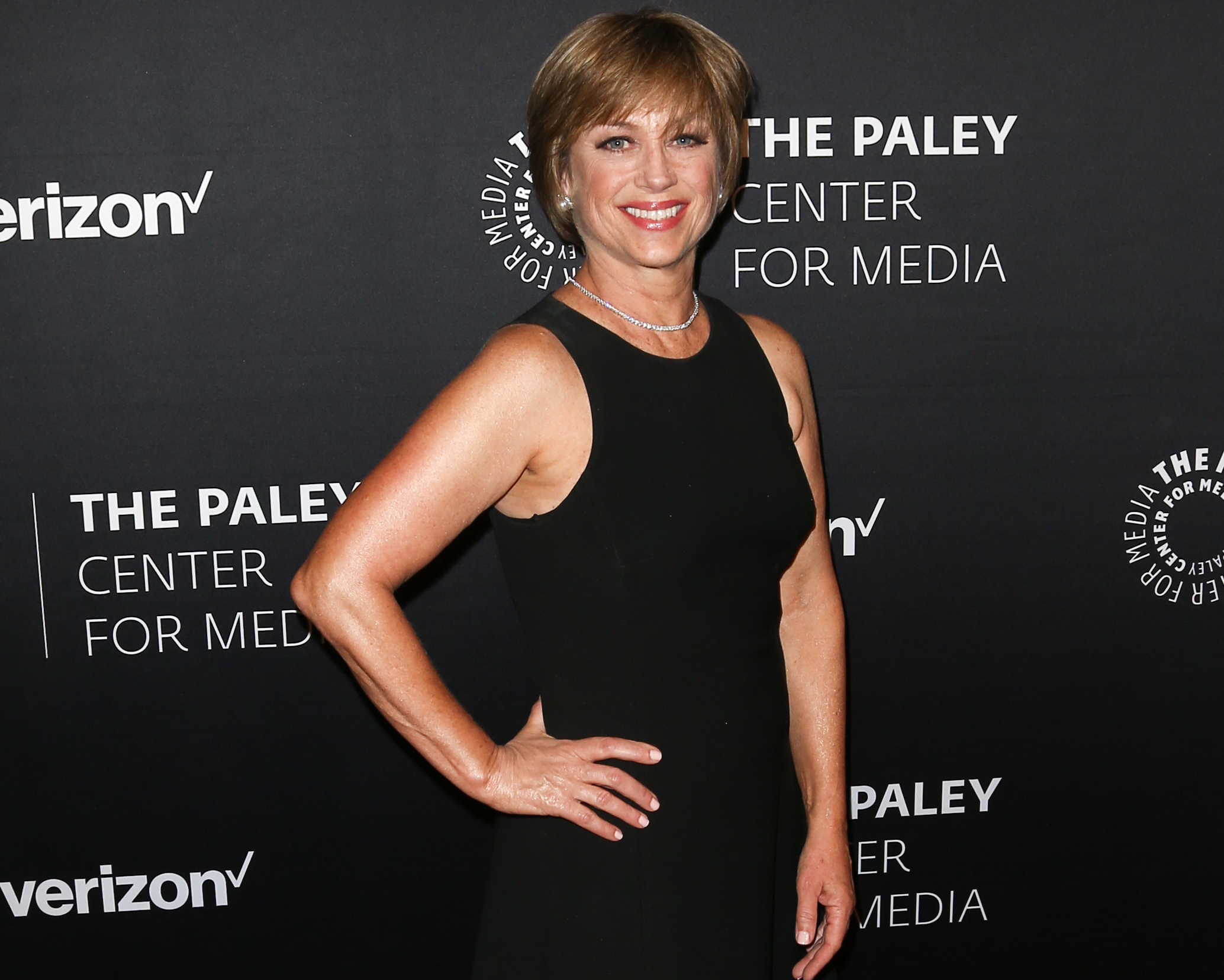 Dorothy Hamill in black dress