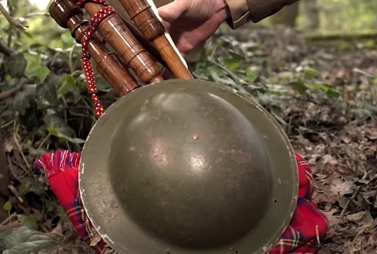 Bagpipe and  helmet