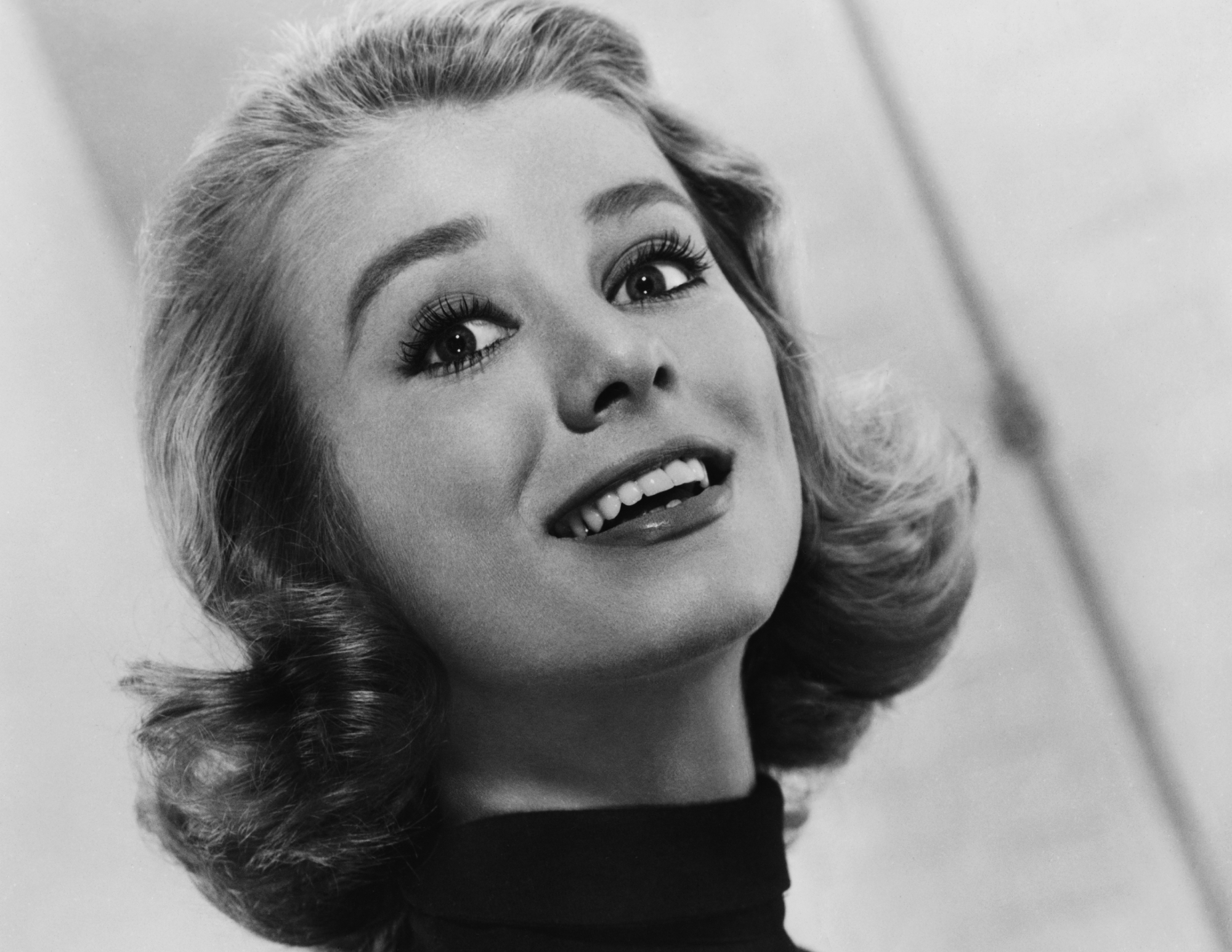 Inger Stevens in black turtleneck