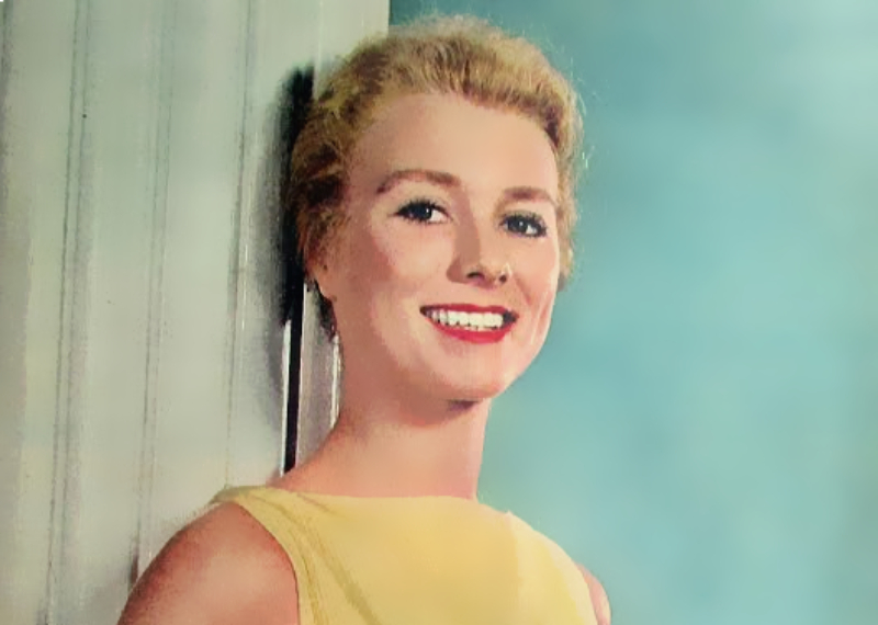 Inger Stevens in yellow dress