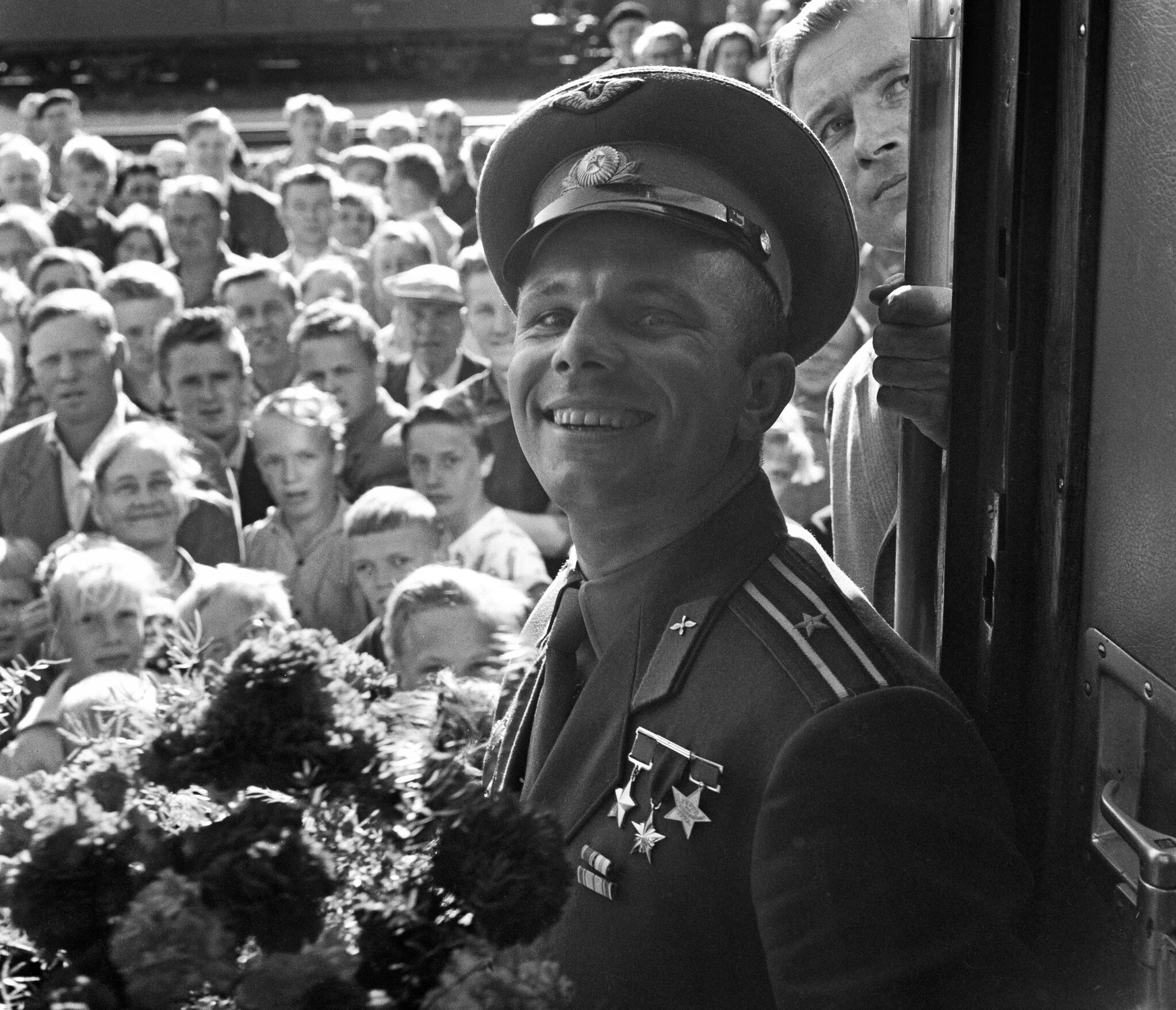Yuri Gagarin with army uniform