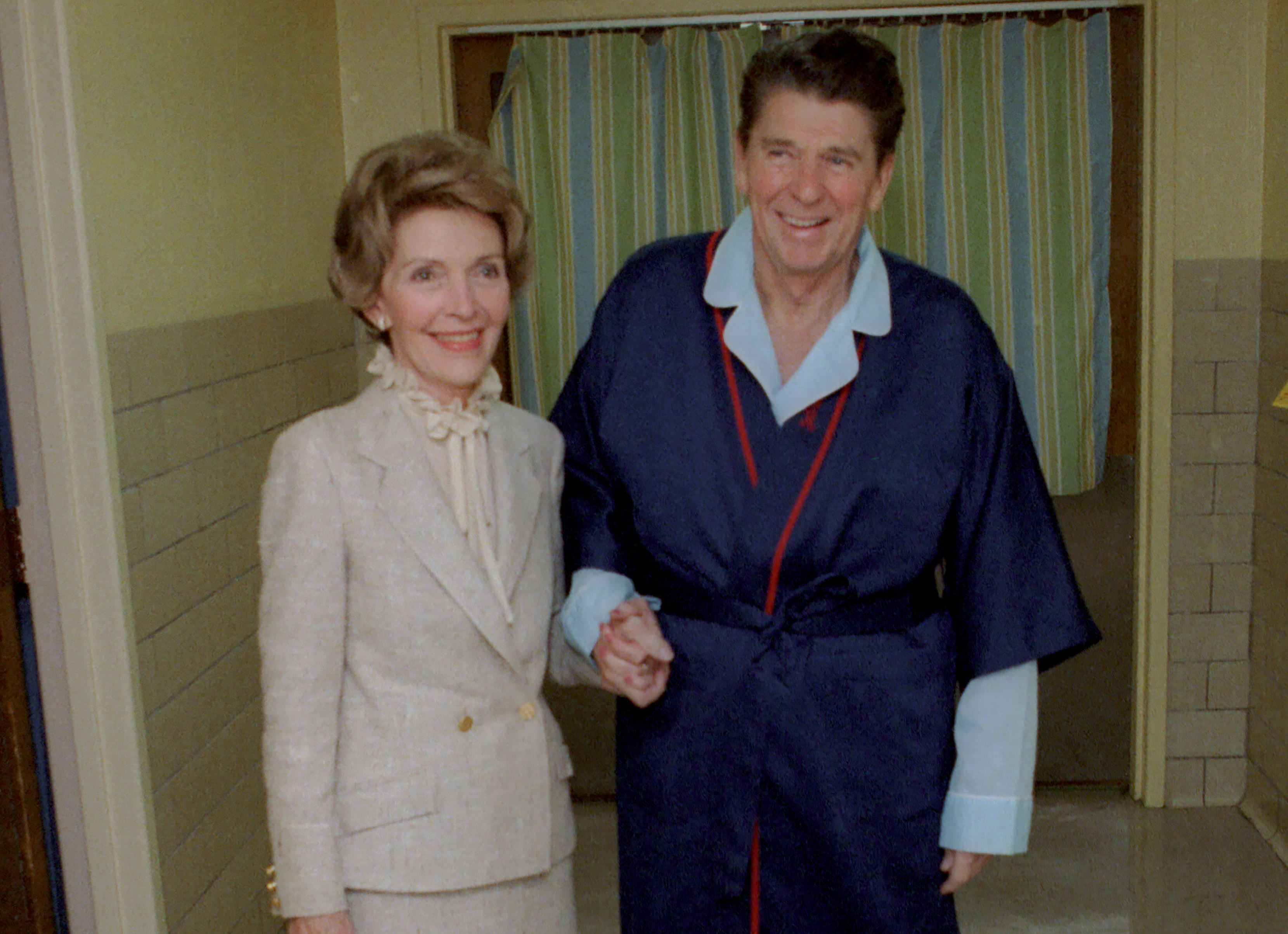 President Reagan With Nancy Four Days After The Shooting