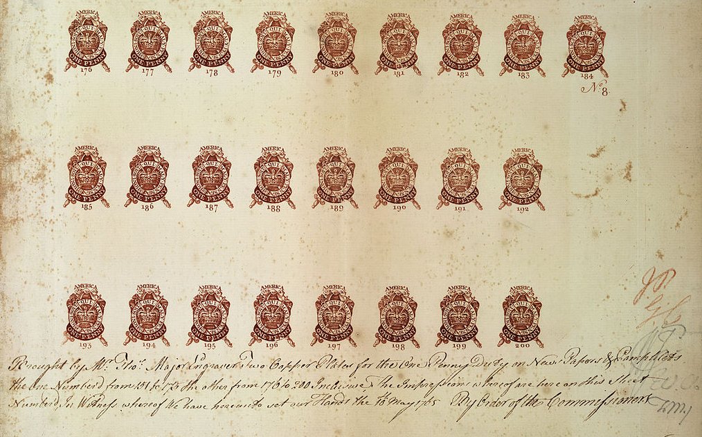 Proof Sheet Of One Penny Stamps Stamp Act