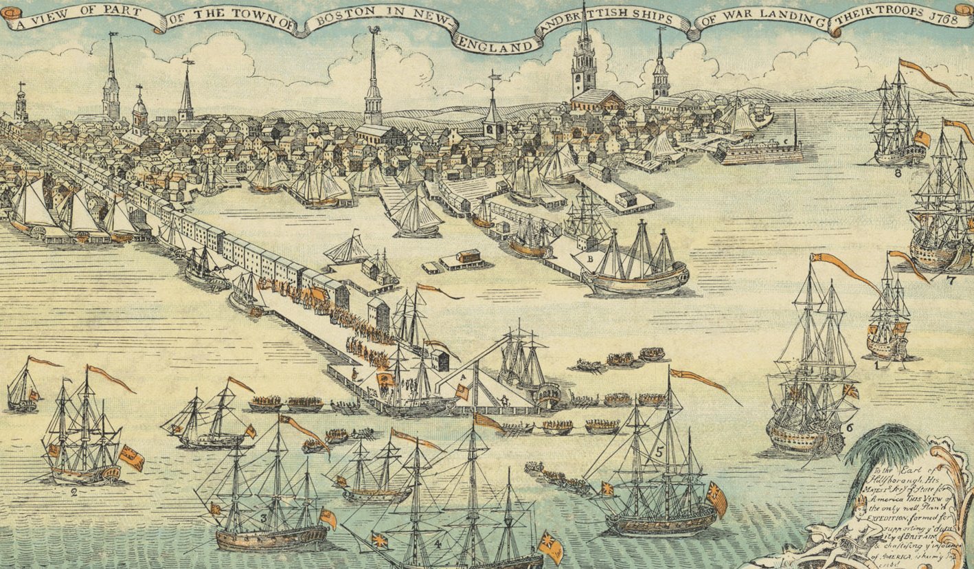 Paul Revere's engraving of British troops landing in Boston