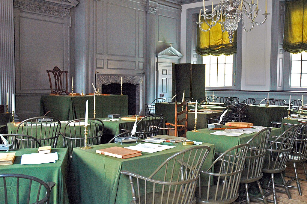 The Assembly Room, in which the United States Declaration of Independence and Constitution were drafted and signed