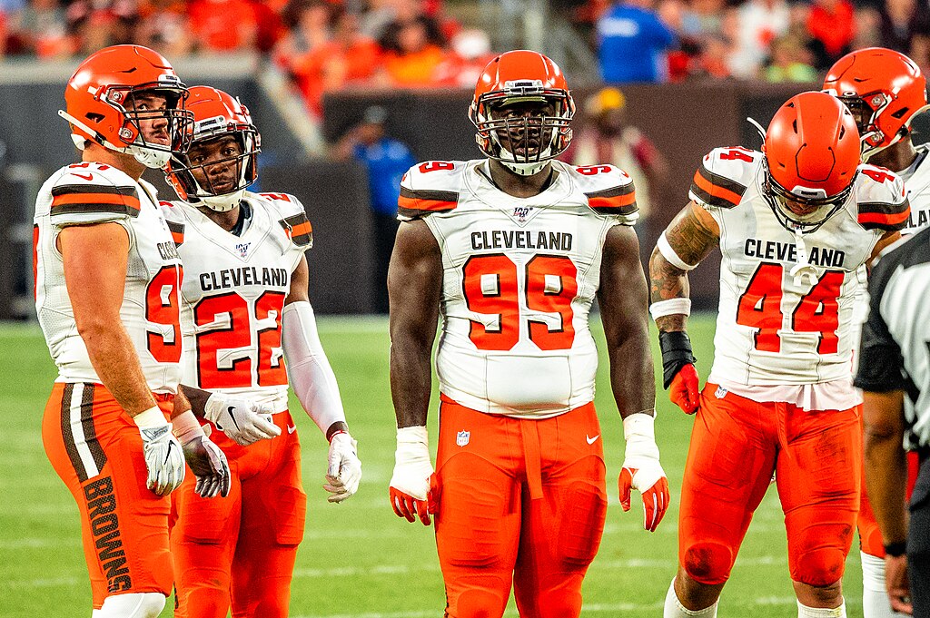 Several Cleveland Browns players during a preseason game