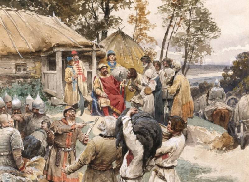 Igor of Kiev sitting in a village