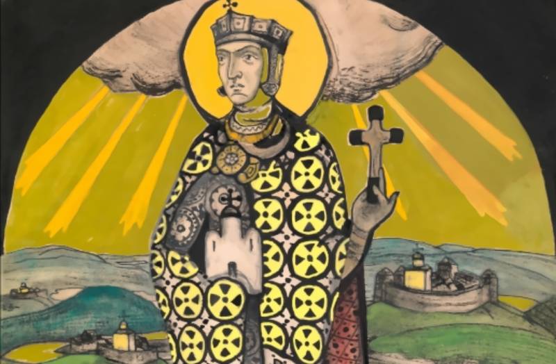 Olga of Kiev in black and yellow wearing a crown