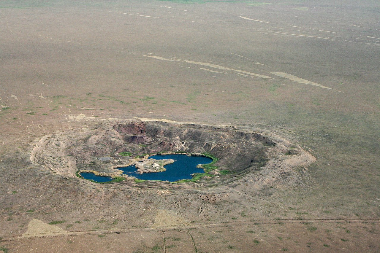 Craters and boreholes dot the former Soviet Union nuclear test site Semipalatinsk
