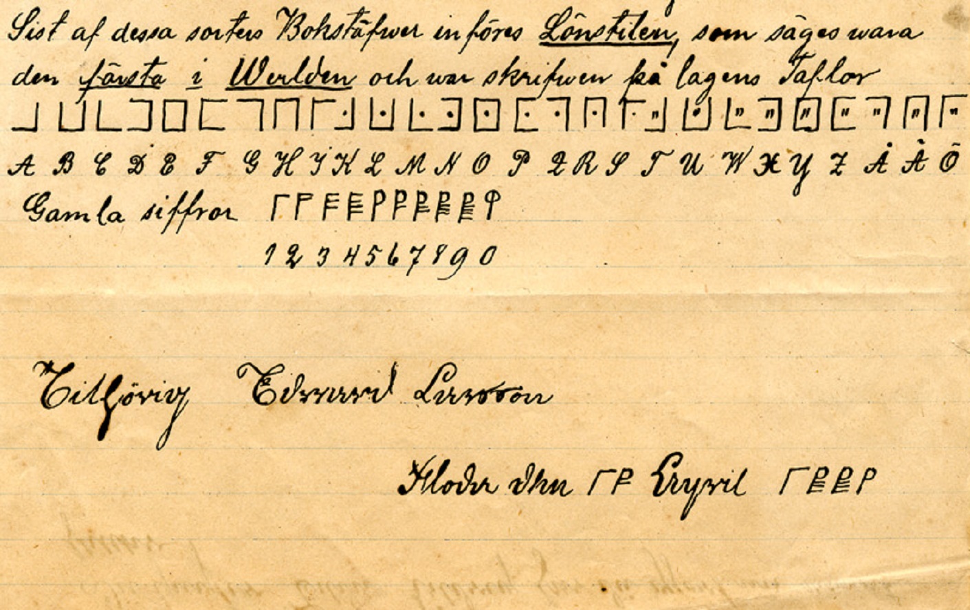 Edward Larsson's rune cipher resembling - 1885