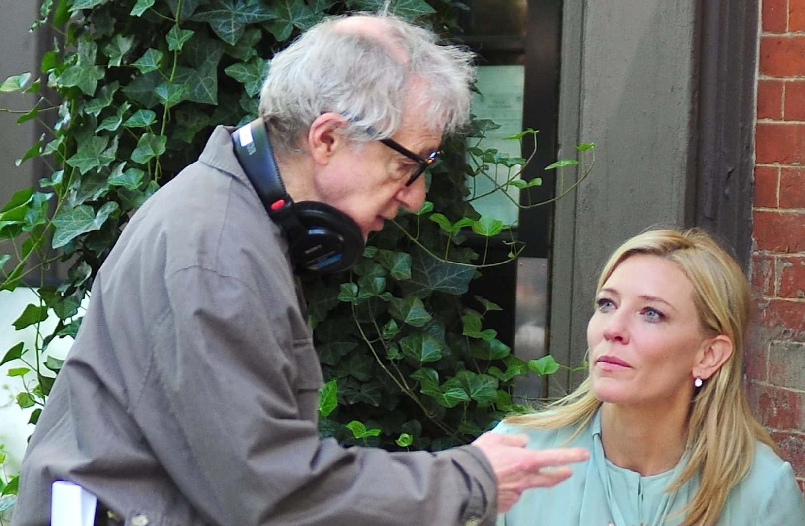 Woody Allen and Cate Blanchett are seen on the set of Woody Allen's new movie