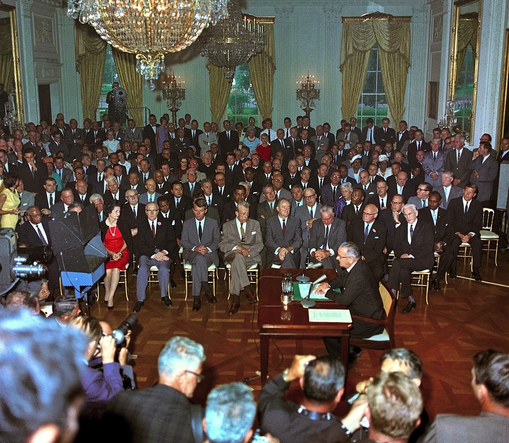 LBJ Civil Rights Act crowd