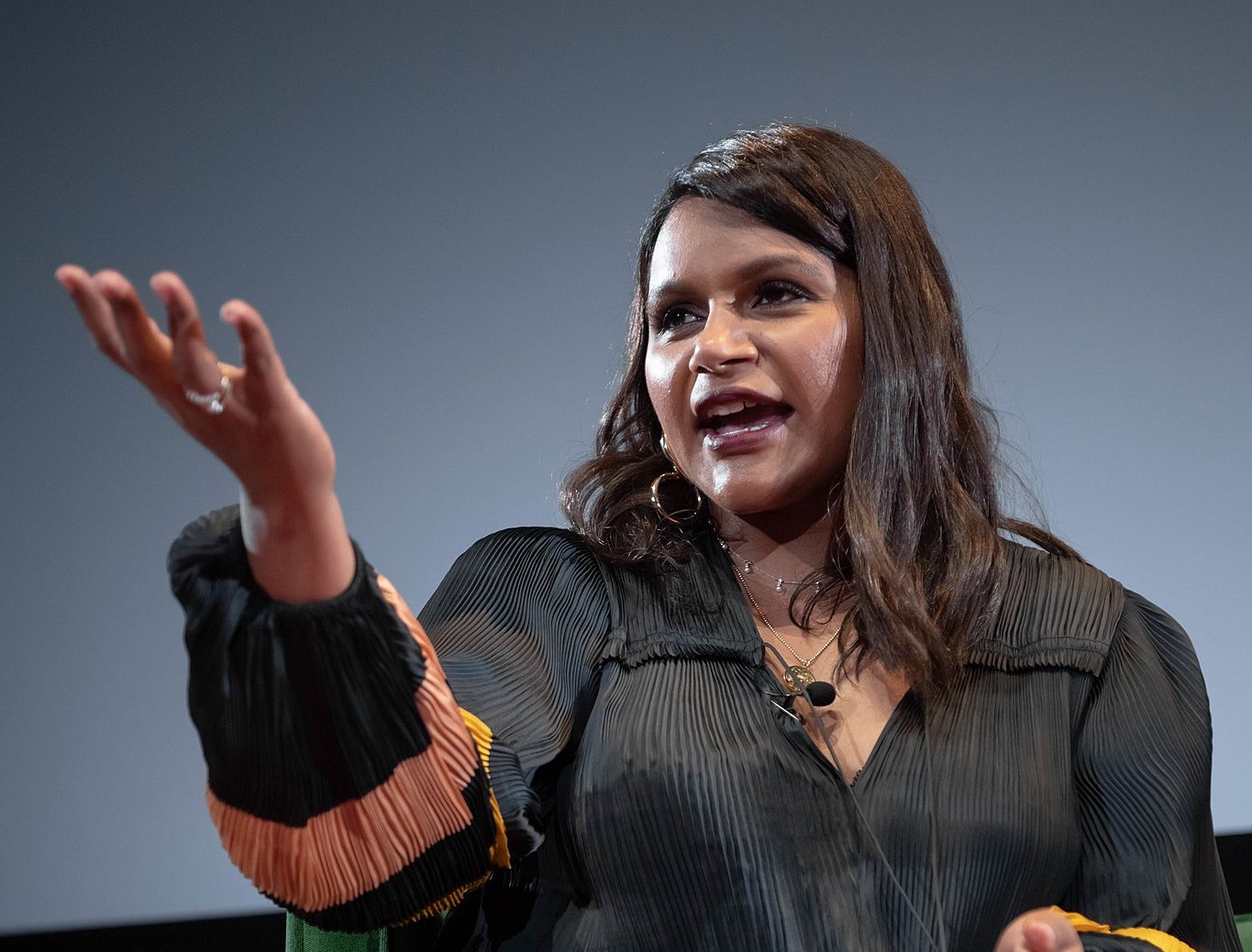 Mindy Kaling in dark outfit at the Montclair Film Festival 2019