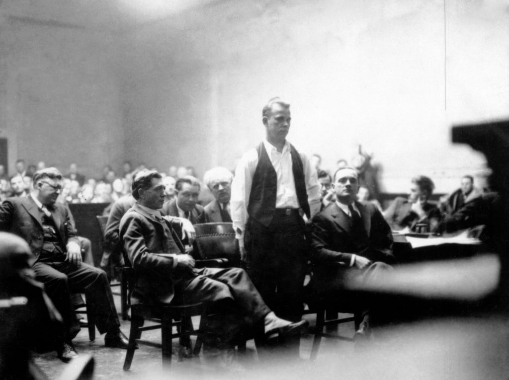 John Dillinger stands in court
