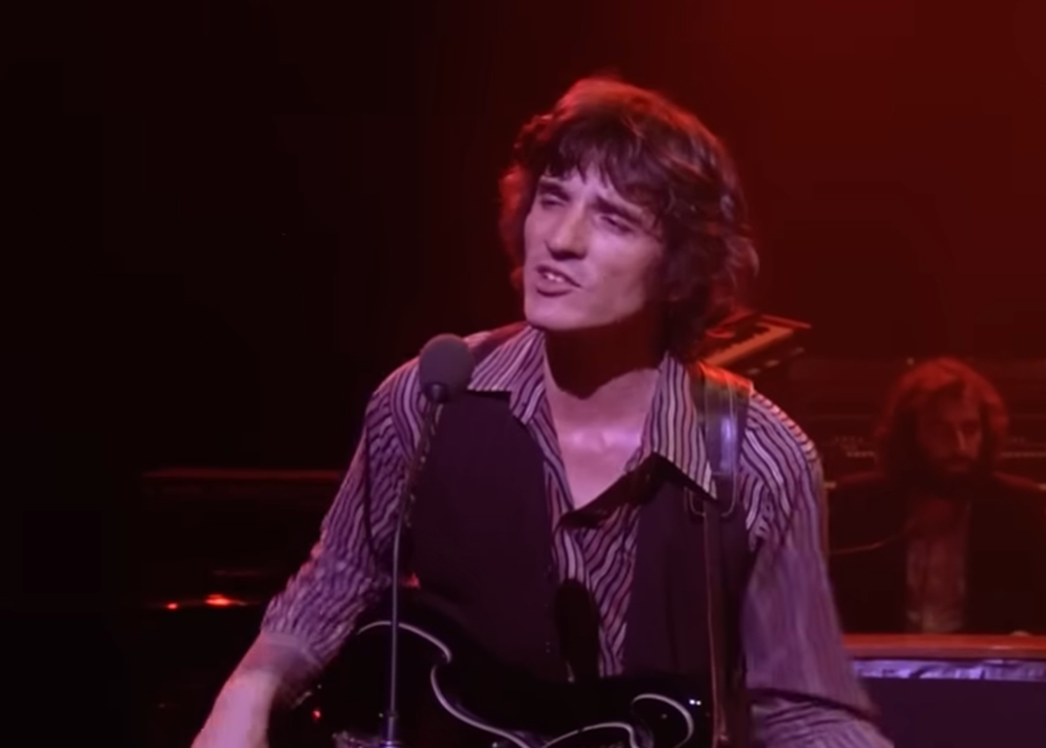 Screenshot of Rick Danko on stage from - The Last Waltz (1978)