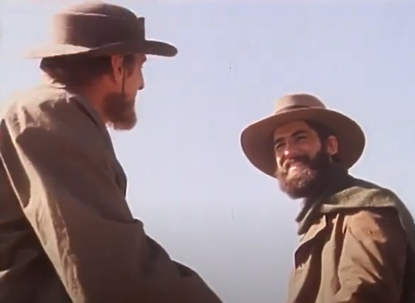 A visually captivating still taken from a pivotal moment in the television series The Last Outlaw (1980)