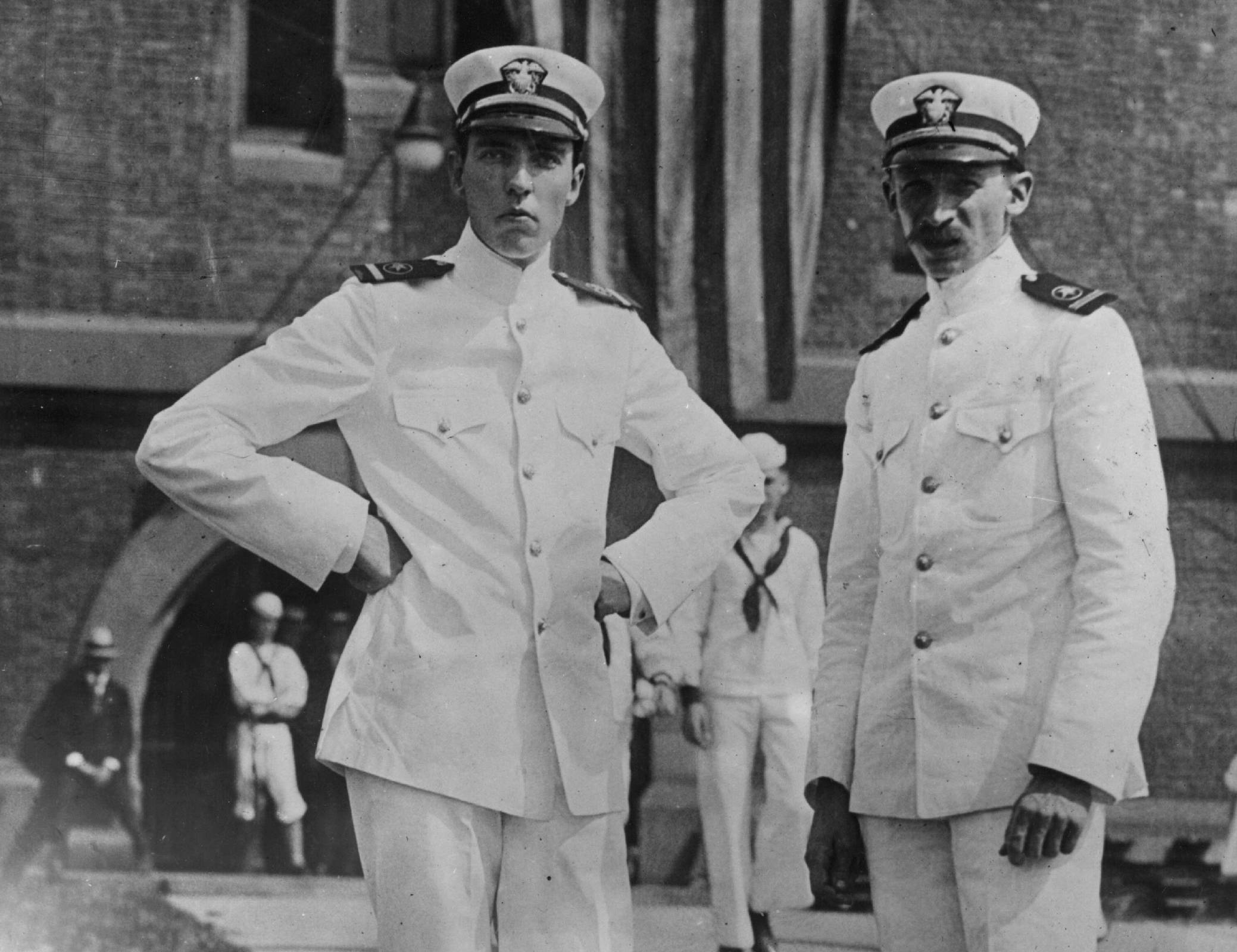 Junior Lieutenant Vincent Astor in white uniform