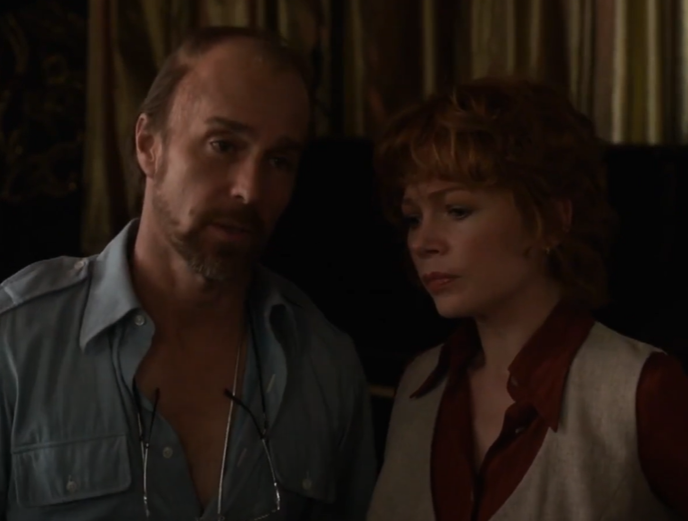 Screenshot of Gwen Verdon (Michelle Williams) and Bob Fosse (Sam Rockwell) from - Fosse/Verdon (Tv Series 2019)