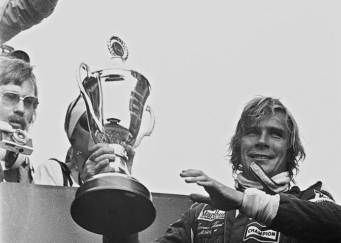 James Hunt after winning the Dutch Grand Prix