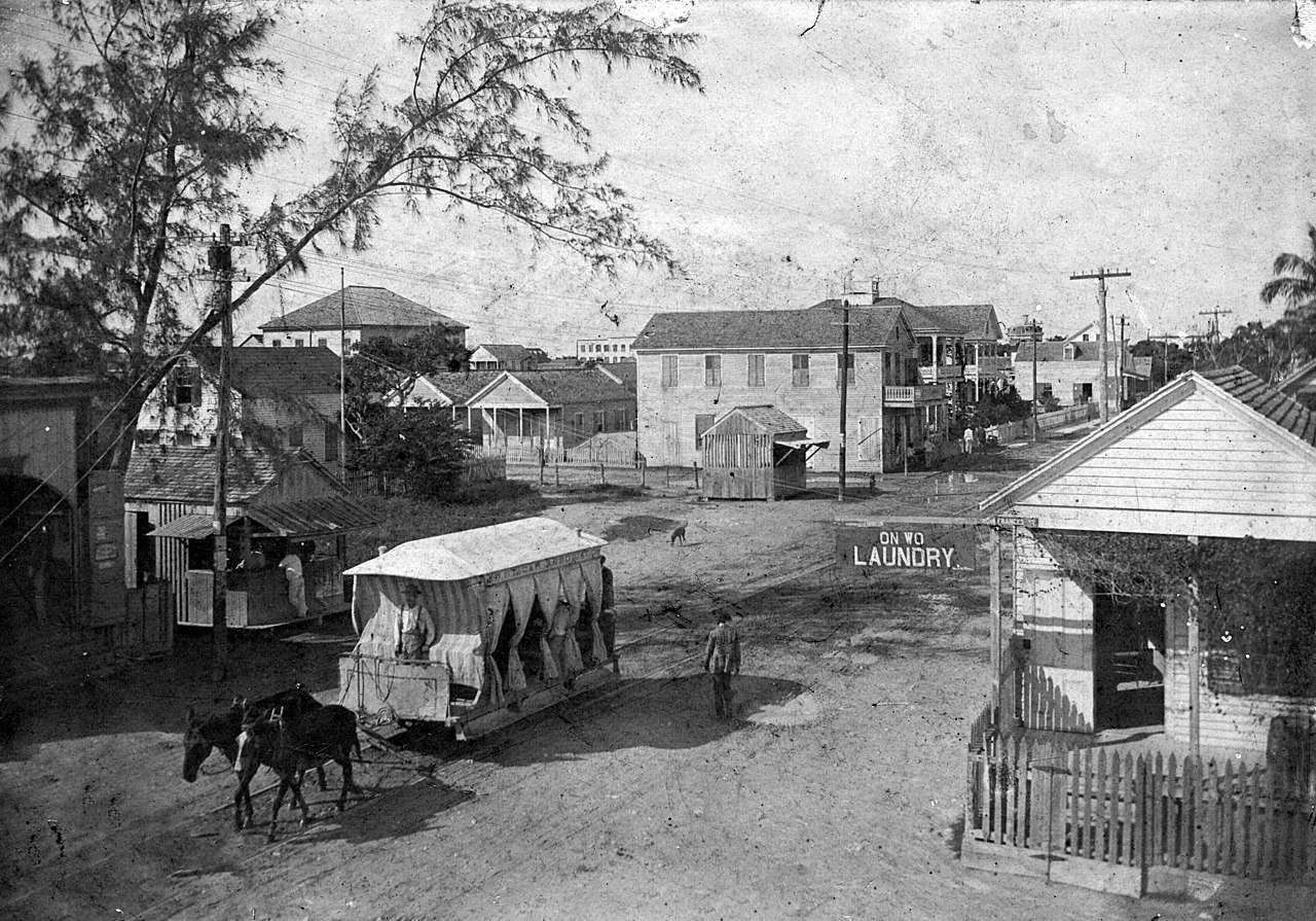 Horse drawn trolley on Division Street in 1890