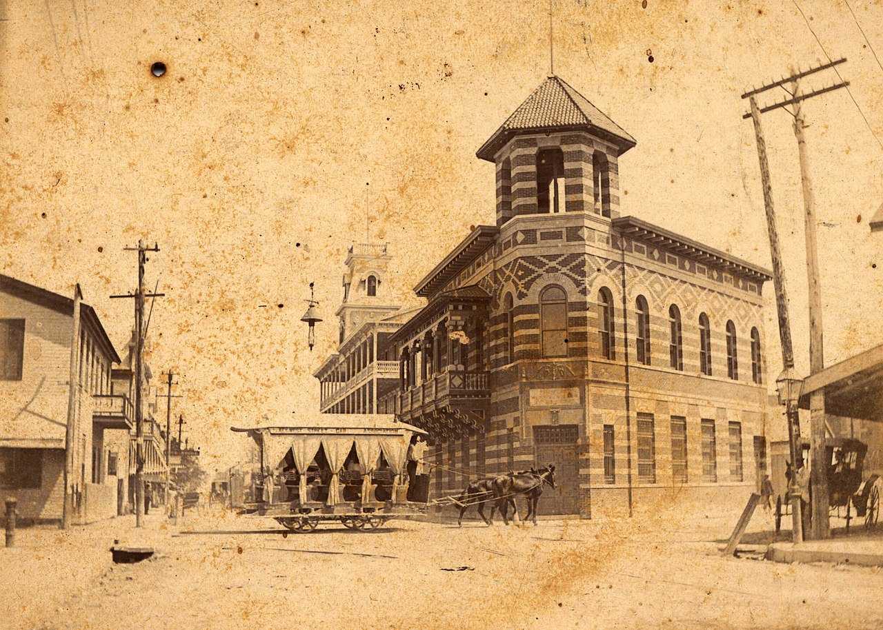 Duval and Front with Horse Tram, Key West Florida