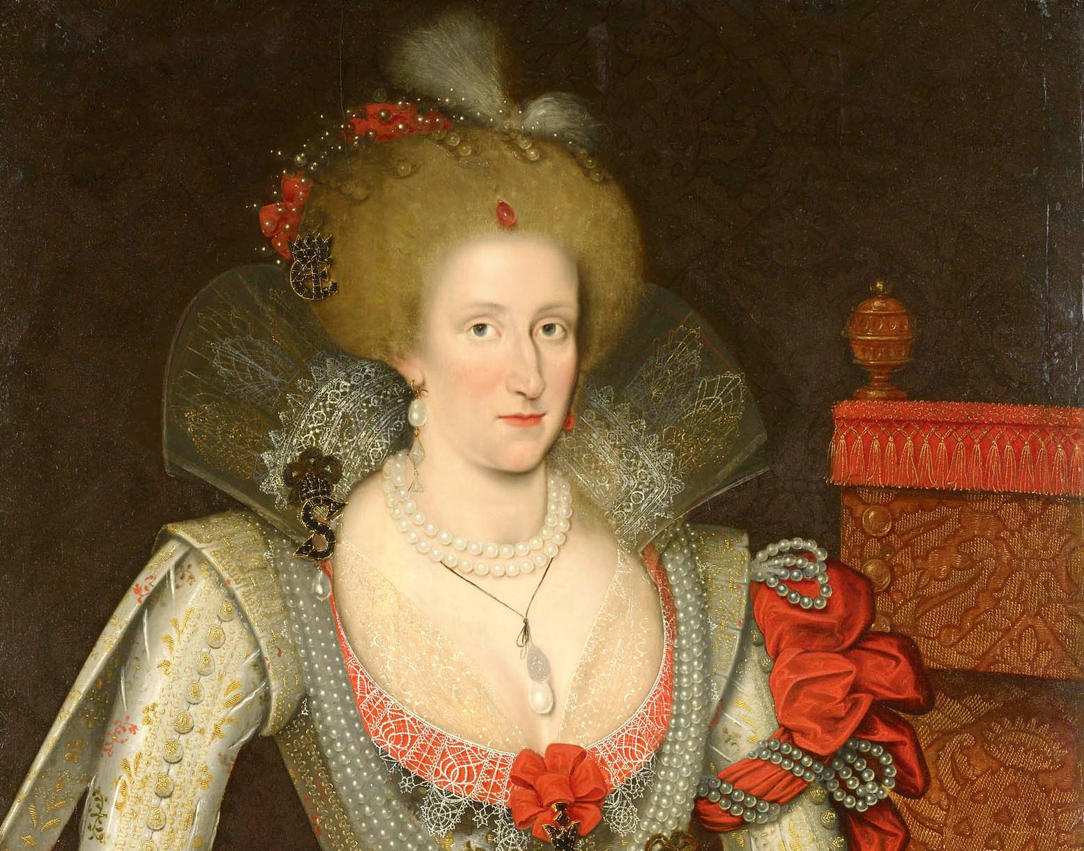 Anne Of Denmark  in silver and red dress
