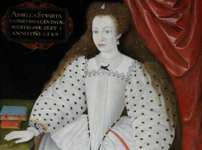 Lady Arabella Stuart  Aged 13 in white dress