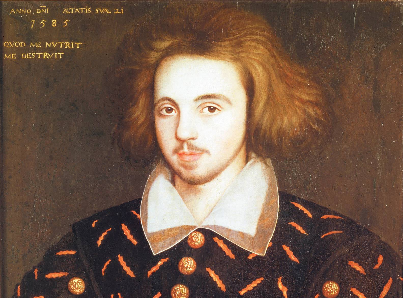 Christopher Marlowe portrait in black and brown